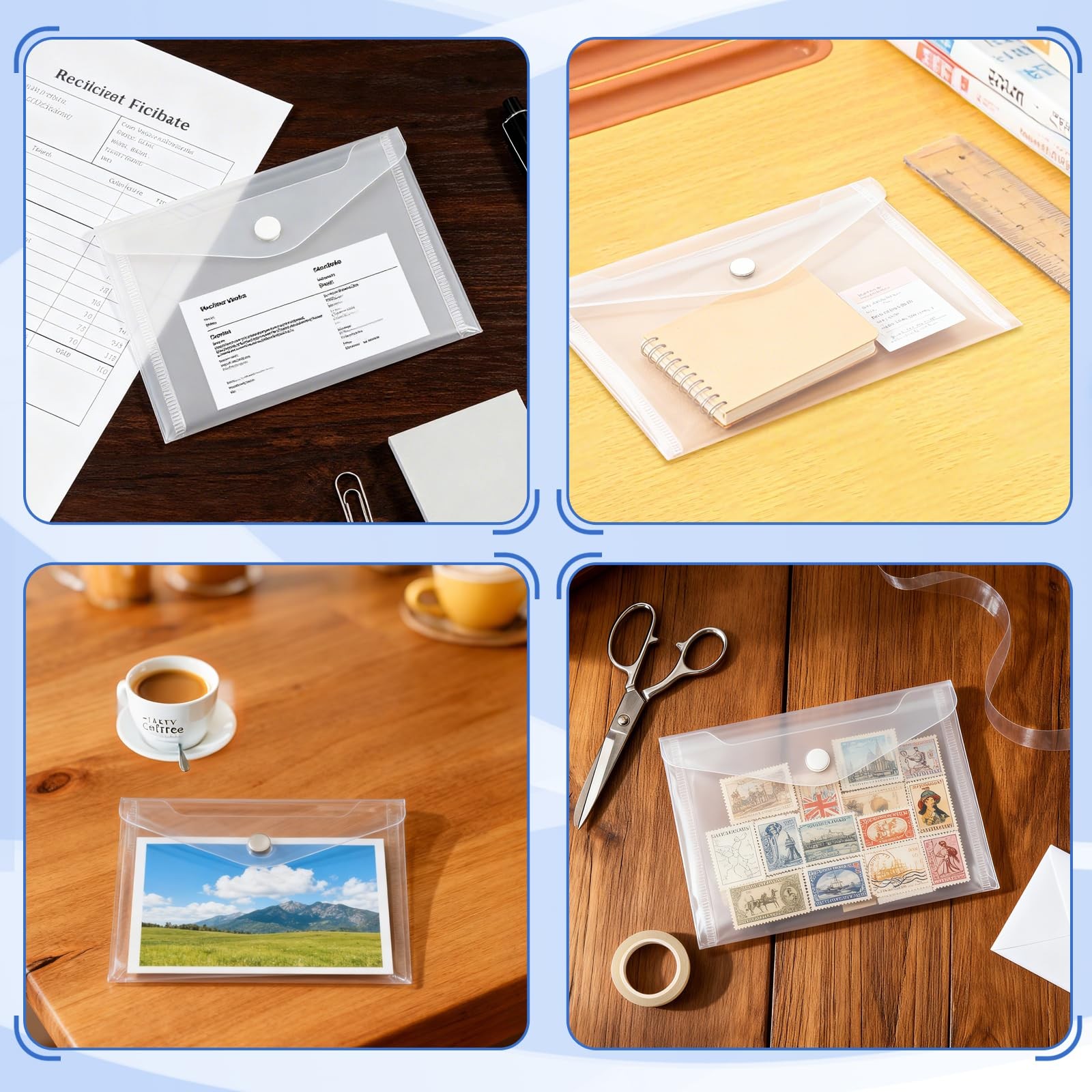 Vmiapxo 20 Pack Stamp and Die Storage Pockets, Reusable Small 4″ x 6″, Clear