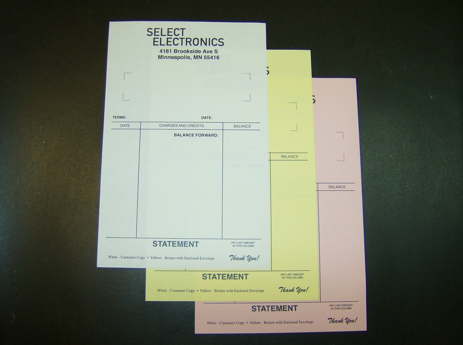 Printed NCR Forms, 3-Part Carbonless 8.5″ x 5.5″ Custom Business Sets, black ink