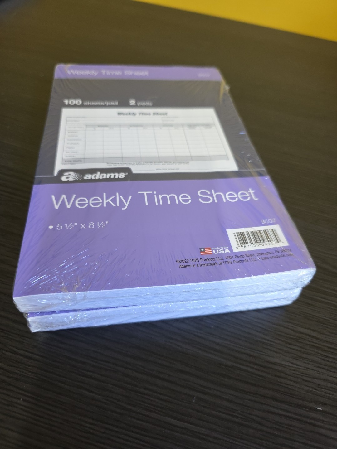 New Adams Weekly Time Sheets 9507ABF 5.5″ x 8.5″ Blue/White 2 Pads of 100 Sheets