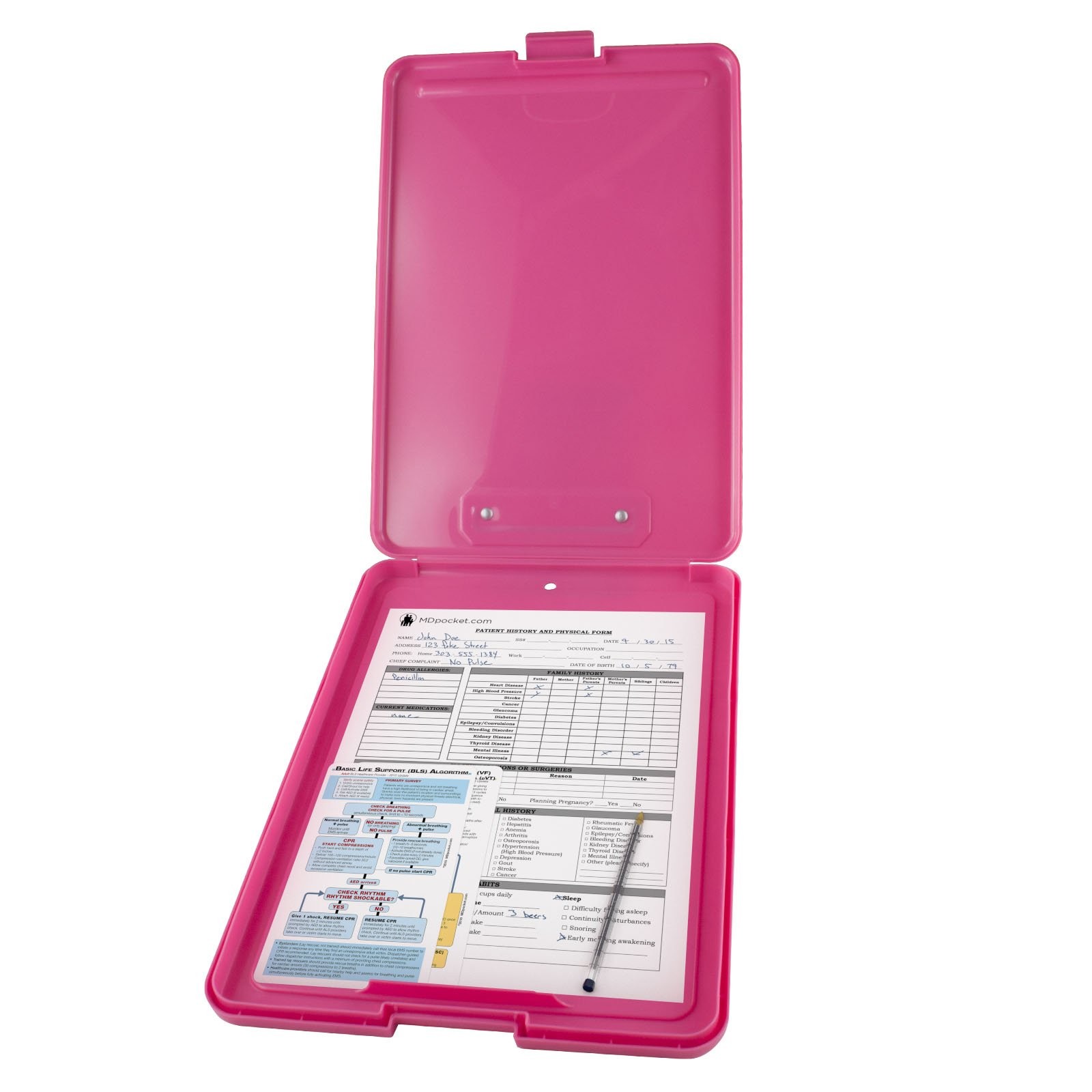 Pink Storage Clipboard 13.25″ L x 9.5″ W x 0.9″ H,