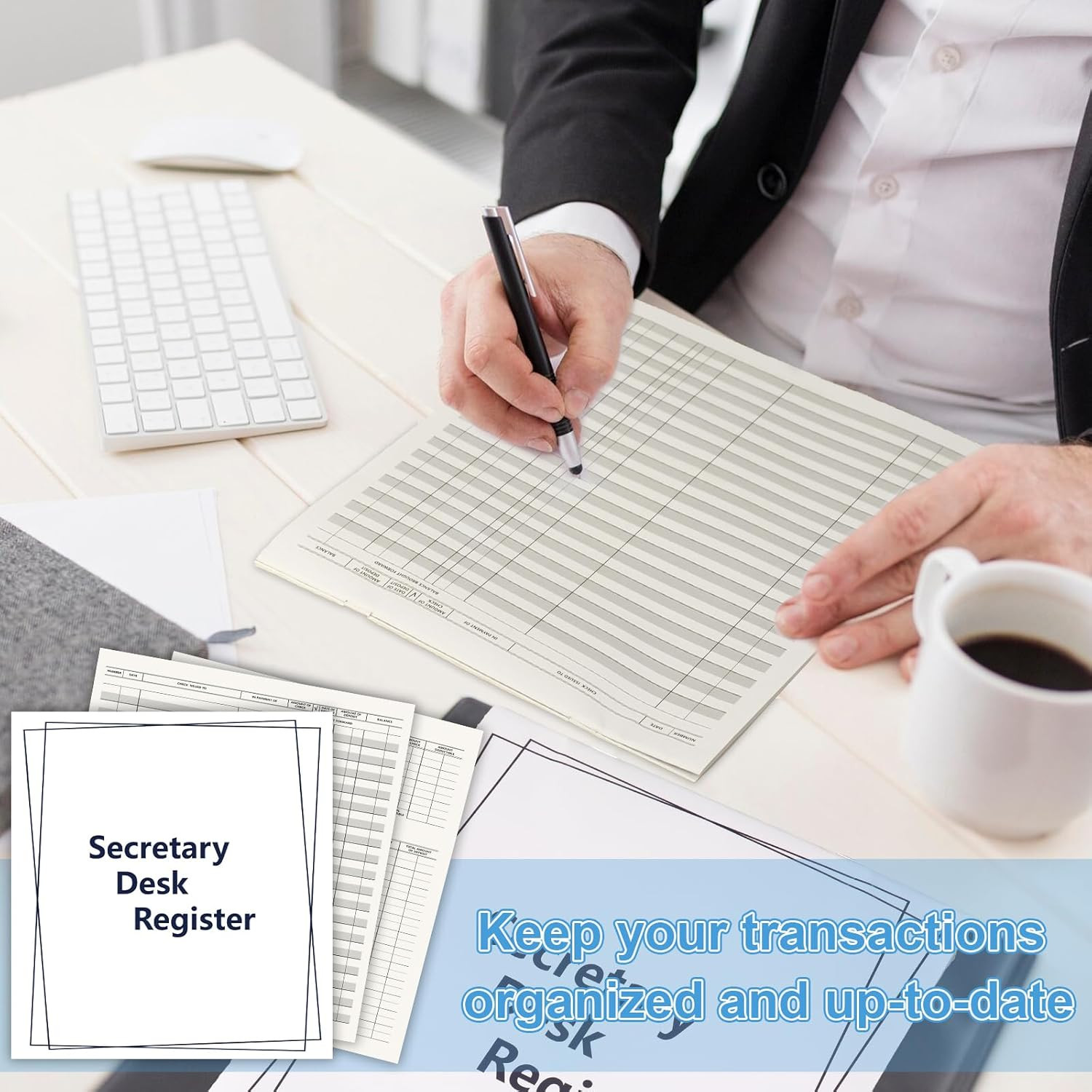 10 Pack Check Desk Registers 8.5 x 9.25 Inch Large Checkbook Register Secretary