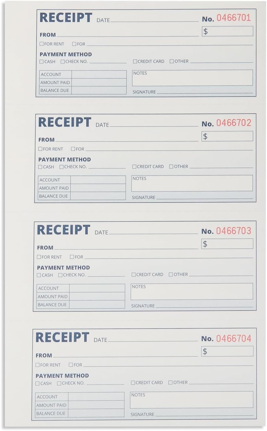 Organized Carbonless Rent Receipt Book with 500 Receipts, Perfect for Landlords