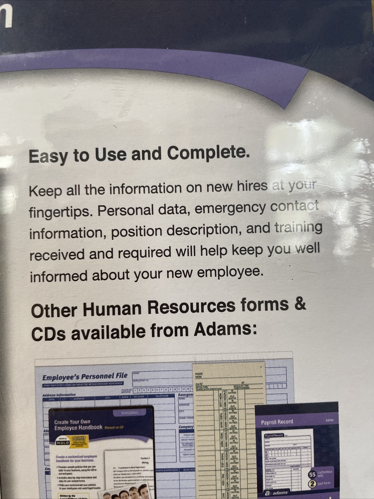 Adams New Employee Information Forms Personnel HR117-SF Two-Sided 50 Forms 2018