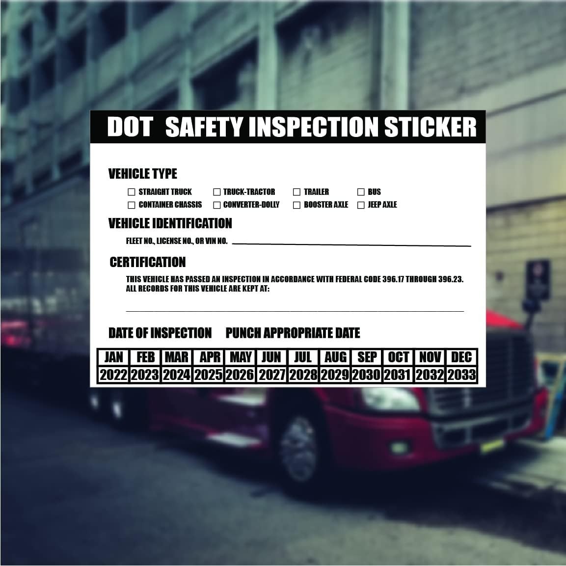 DOT Inspection Stickers 10 Pack