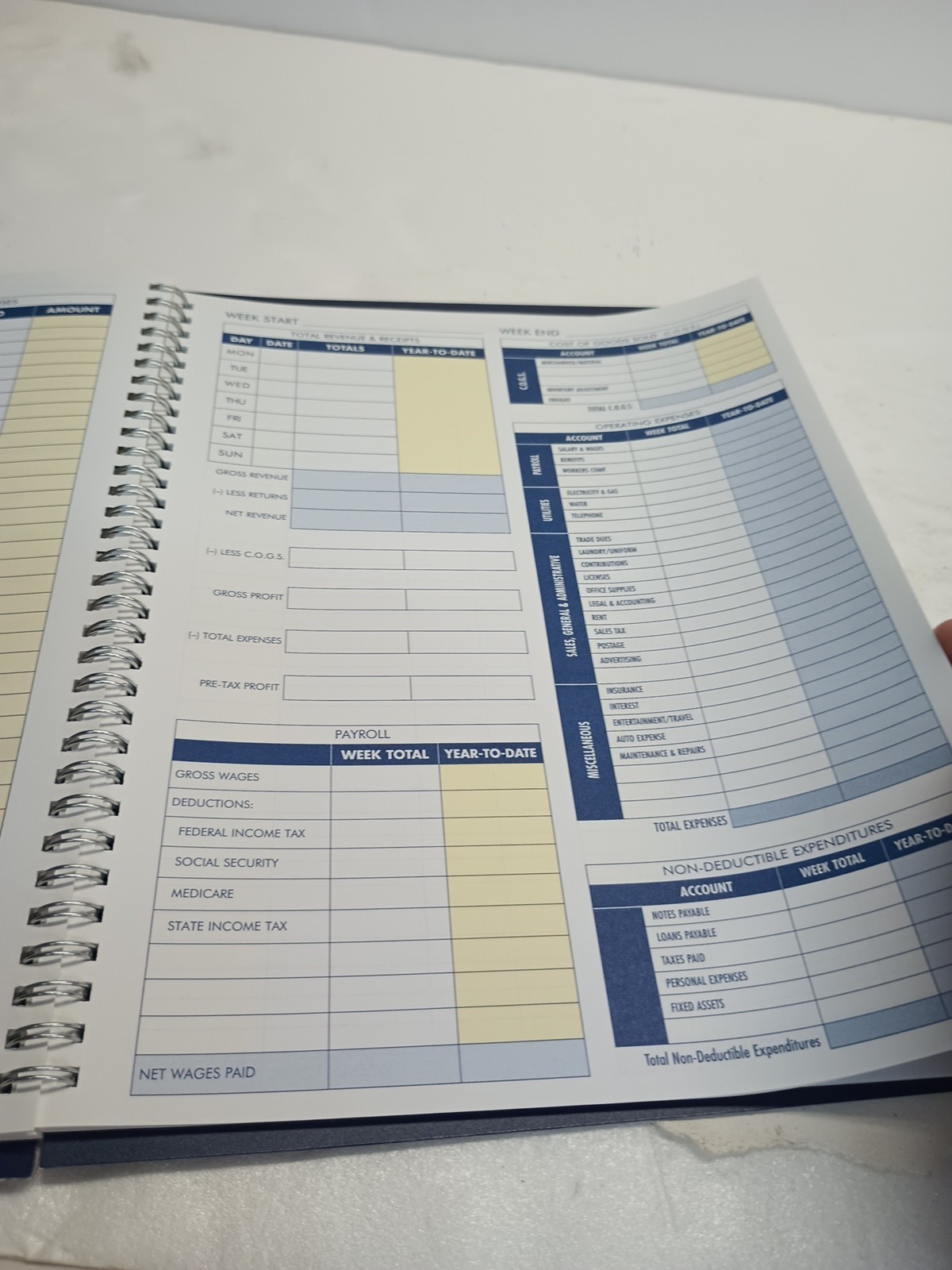 (1) PO Adams Weekly Bookkeeping Record Book, Spiral Bound,8.5 X 11 Inches, AFR70
