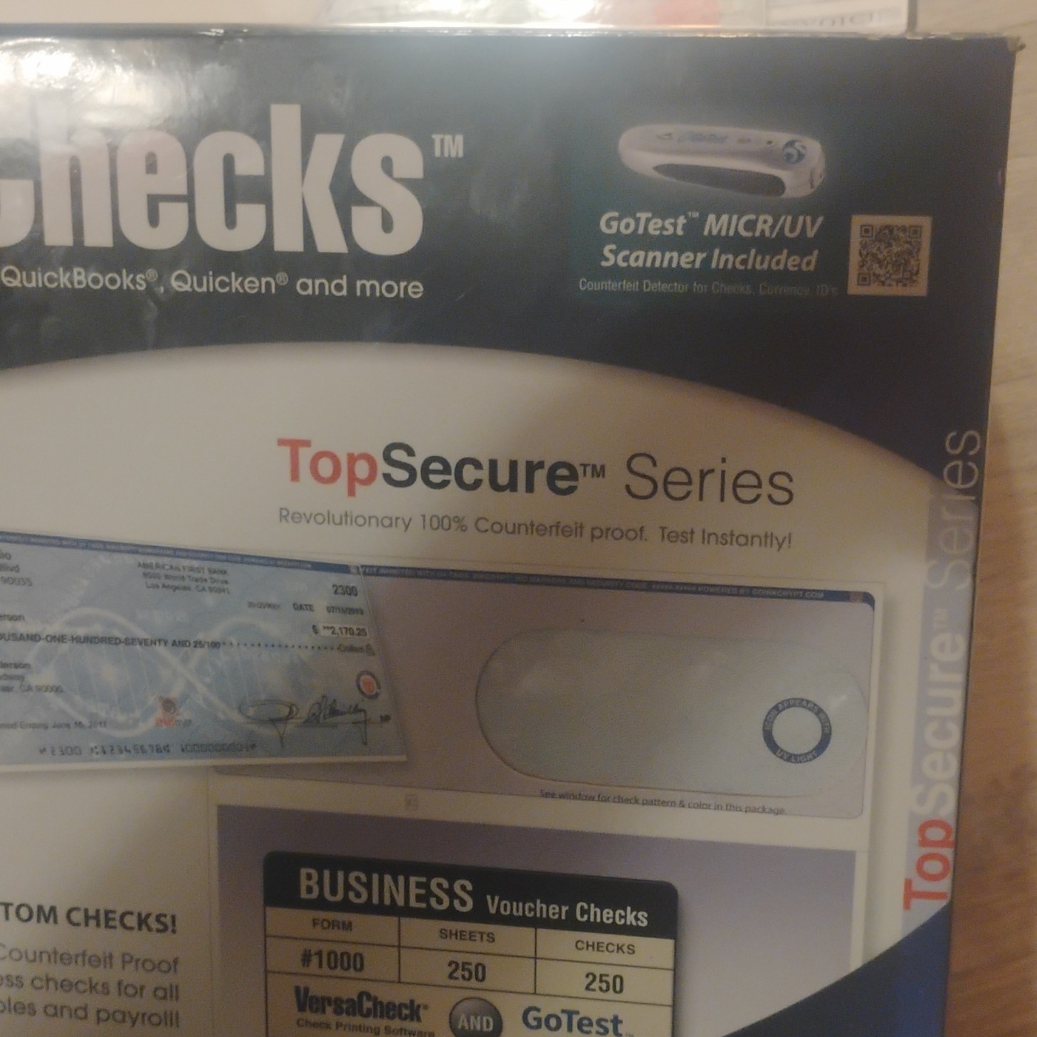 VersaCheck TopSecure Series Business Voucher Checks Form #1000 250 Sheets