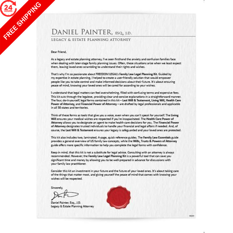 Family Legal Forms Kit – Will, Living Health Proxy & POA Docs