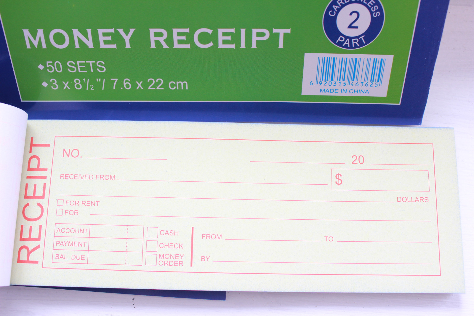 10X Rent receipt Cash Money record book 2 part 50 sets duplicate form Carbonless