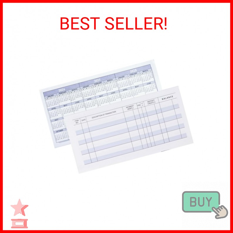 Larger Lines 12 Pack Check Registers for Personal Checkbooks, Blank Checkbook Re