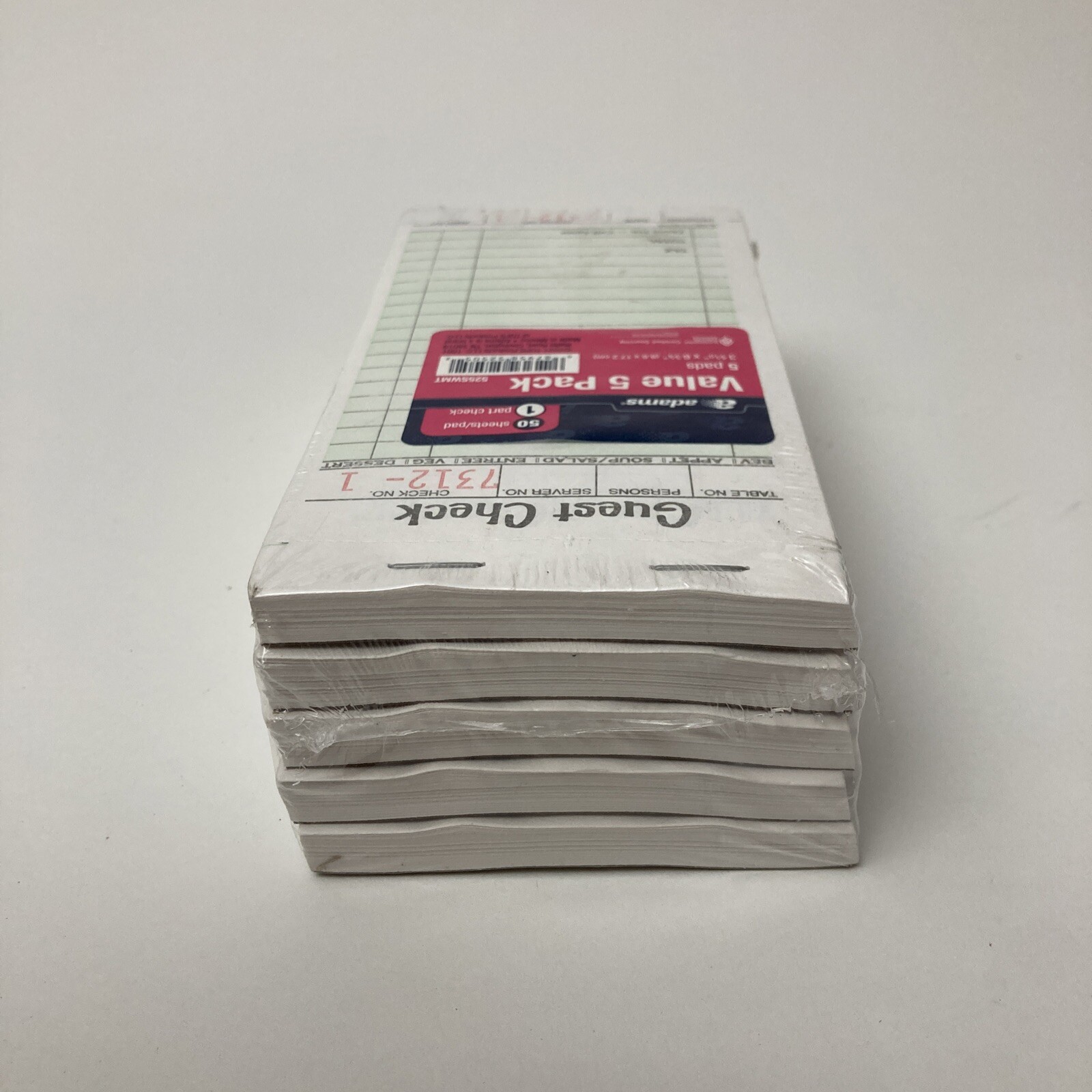 Guest Check Pads, Single Part, Perforated, White, 50 Sheets/Pad, 5 Pads Pack NEW