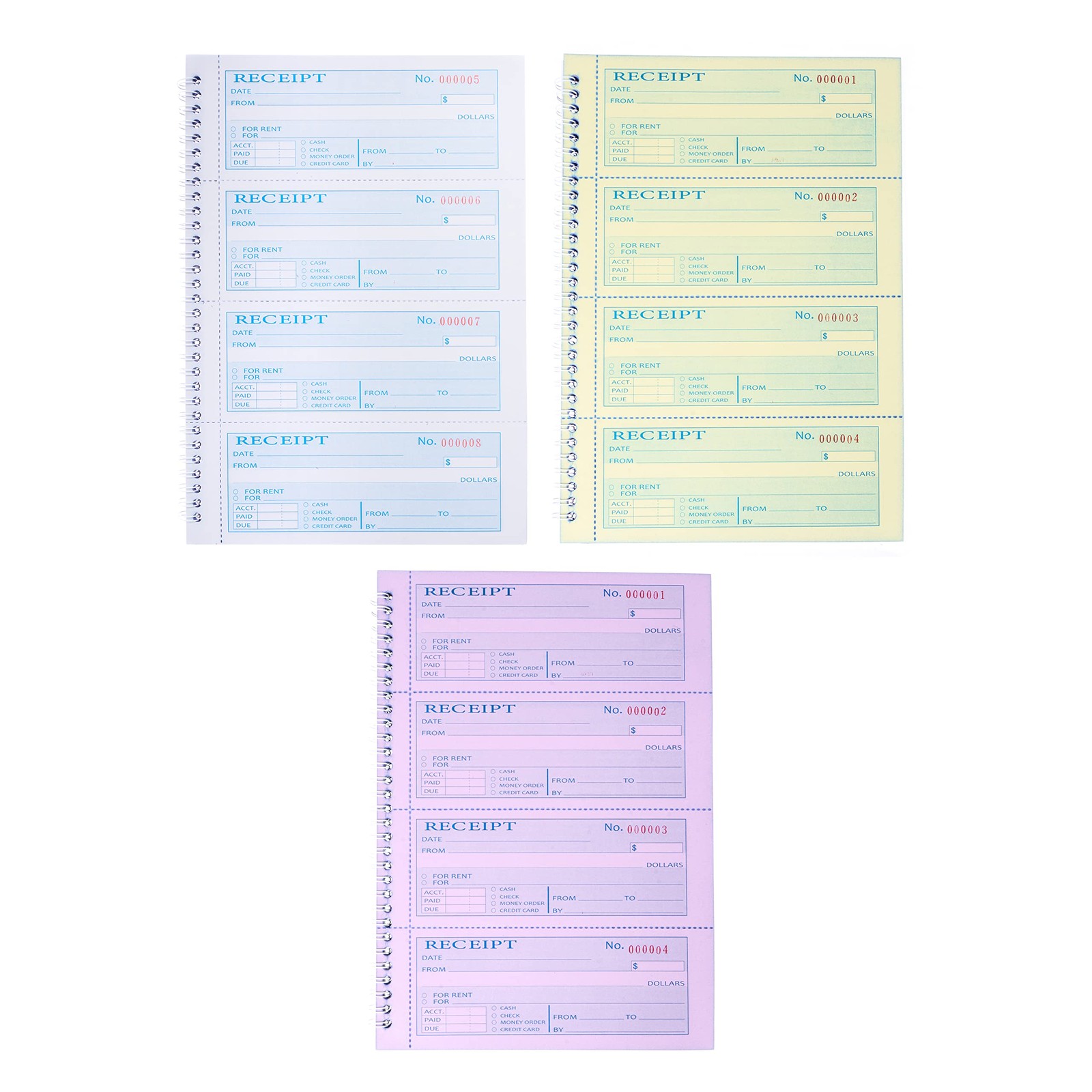 Money Rent Receipt 7.9×11.22 inches, Single Book-3 Part Carbonless