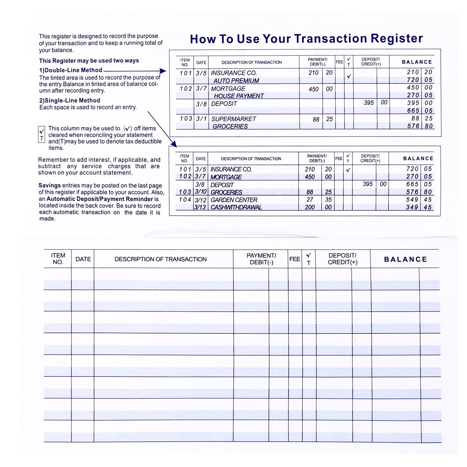10 PCS Check registers for Personal Checkbook, Upgrade Checkbook Register