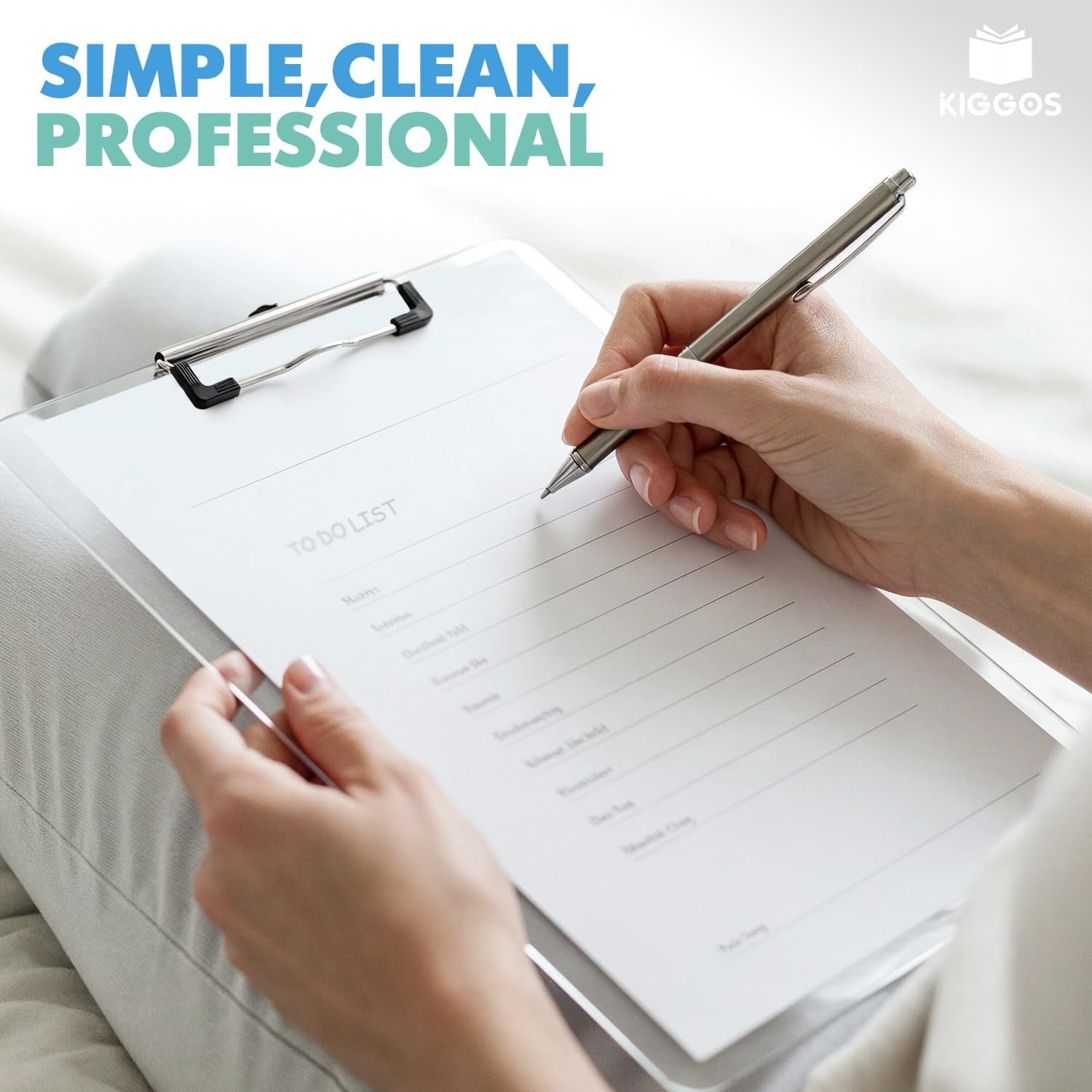 Kiggos Clear Acrylic Transparent Clipboard 12.5” x 9” Durable Plastic