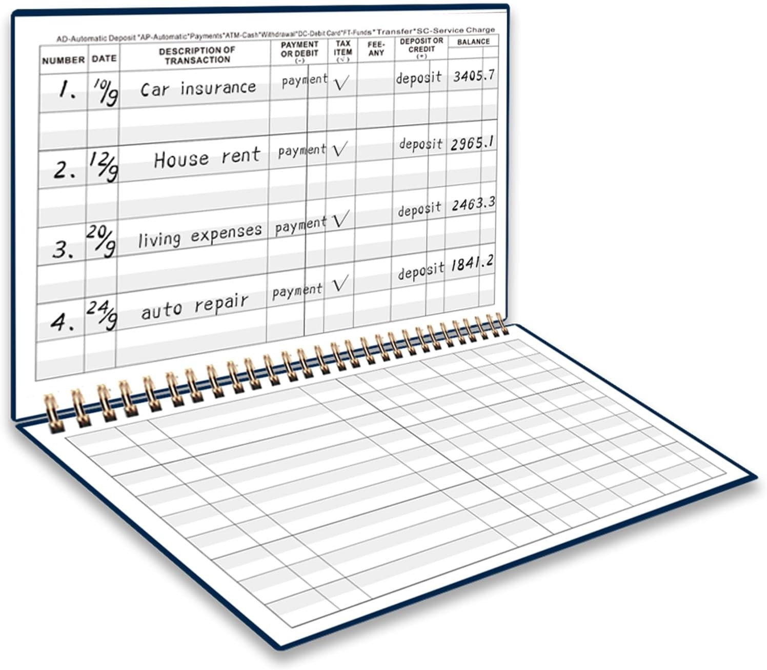 Large Print Checkbook Register Book – 5-7/8″ x 8-1/2″ Financial Ledger