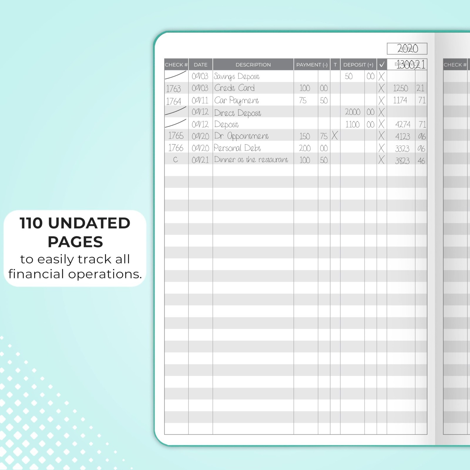 Deluxe Check Register Log Book – A5 Hardcover, Transaction & Bank Account Tracke