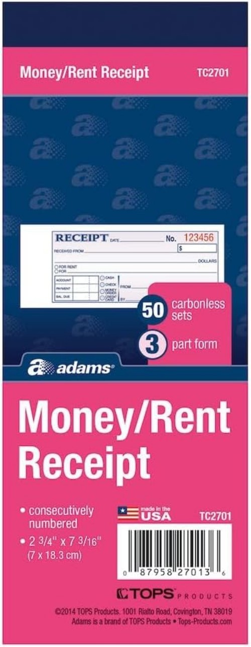 Carbonless 3-Part Receipt Book for Rent & Payments – 50 Sets, Compact & Durable