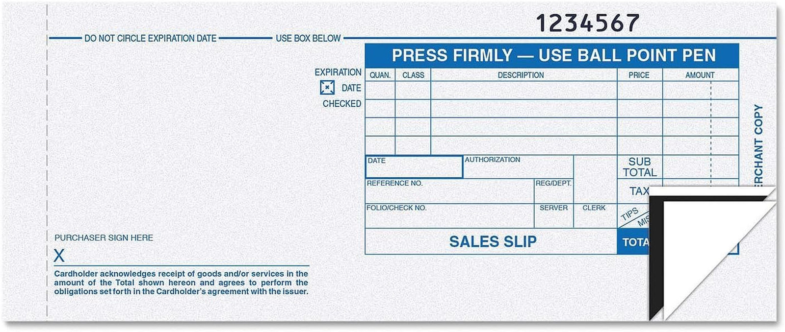 Credit Card Sales Slips 1 Pack of 100 Two Part Carbonless Long Form – Sales Draf