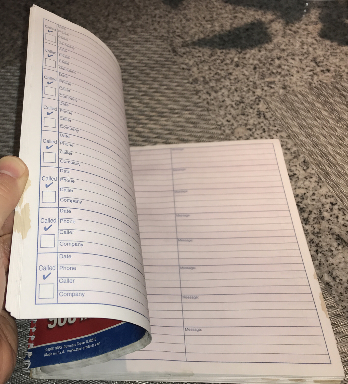 Adams Voice Mail Log Book 960 Messages 8 1/4” X 8 1/2” #S8796
