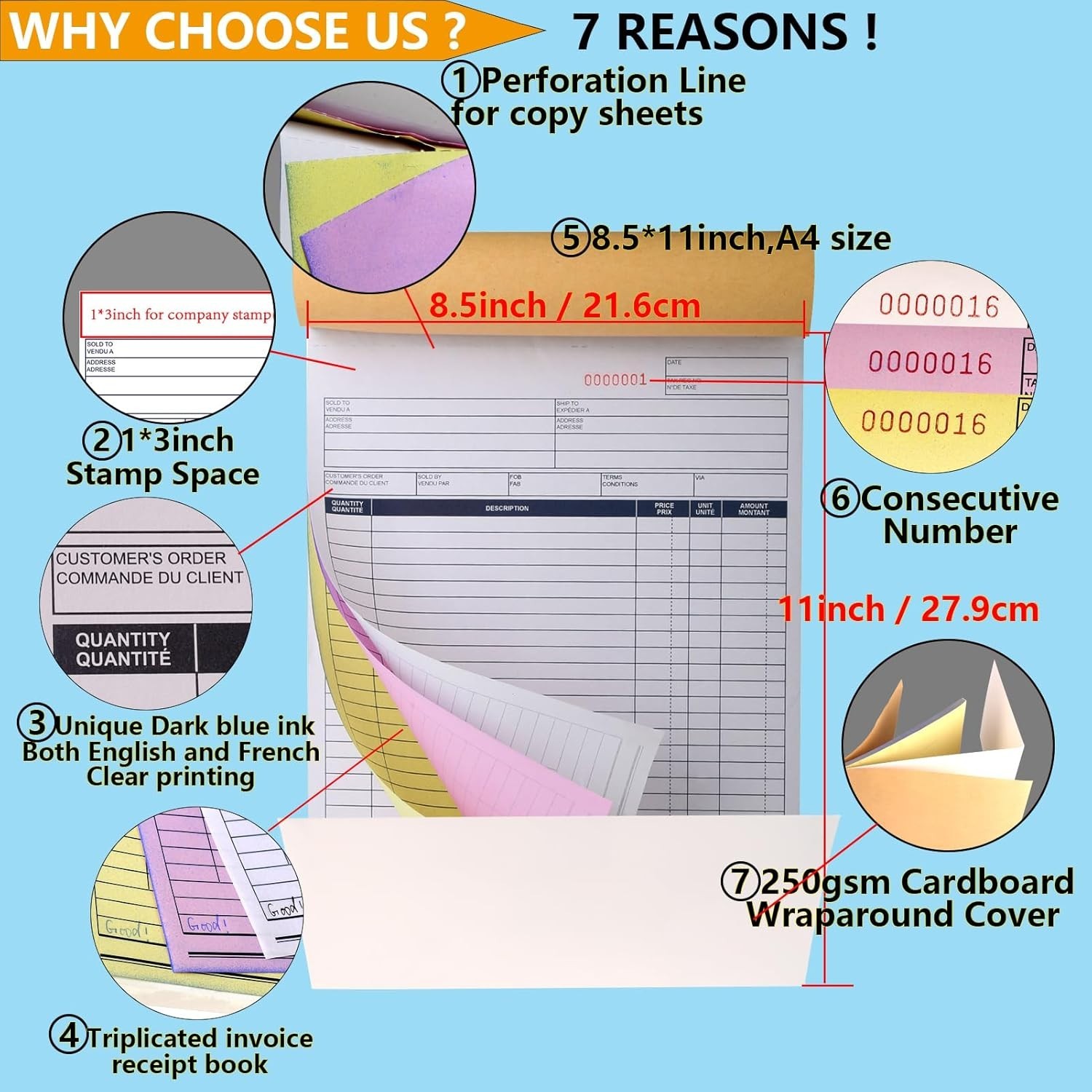 Sales Order Book, 3-Part, Carbonless Forms with White, Yellow, and Pink Copie…