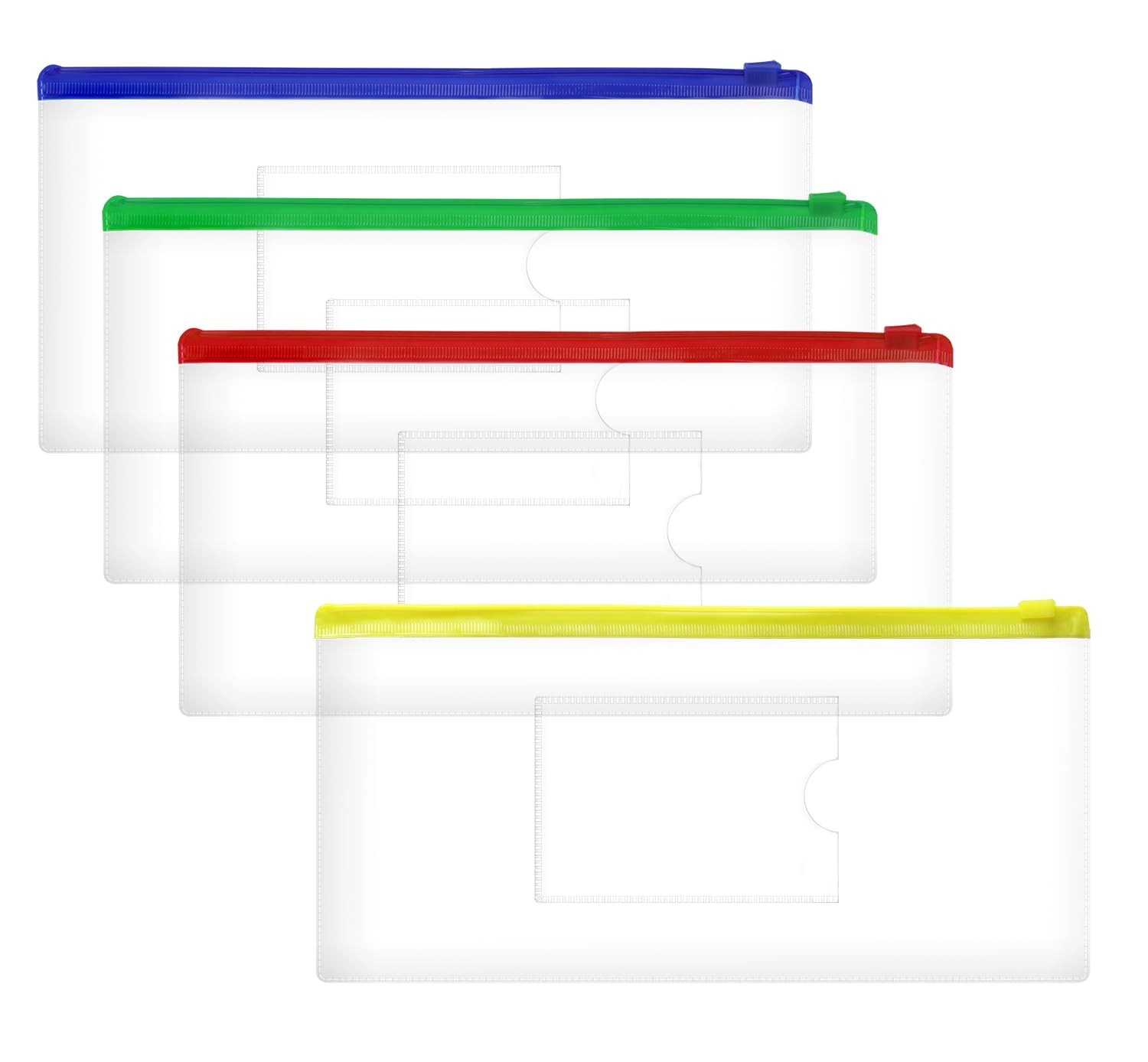 PPhtony 4PCS Clear Plastic Envelopes File Folders with Pockets PVC Colored