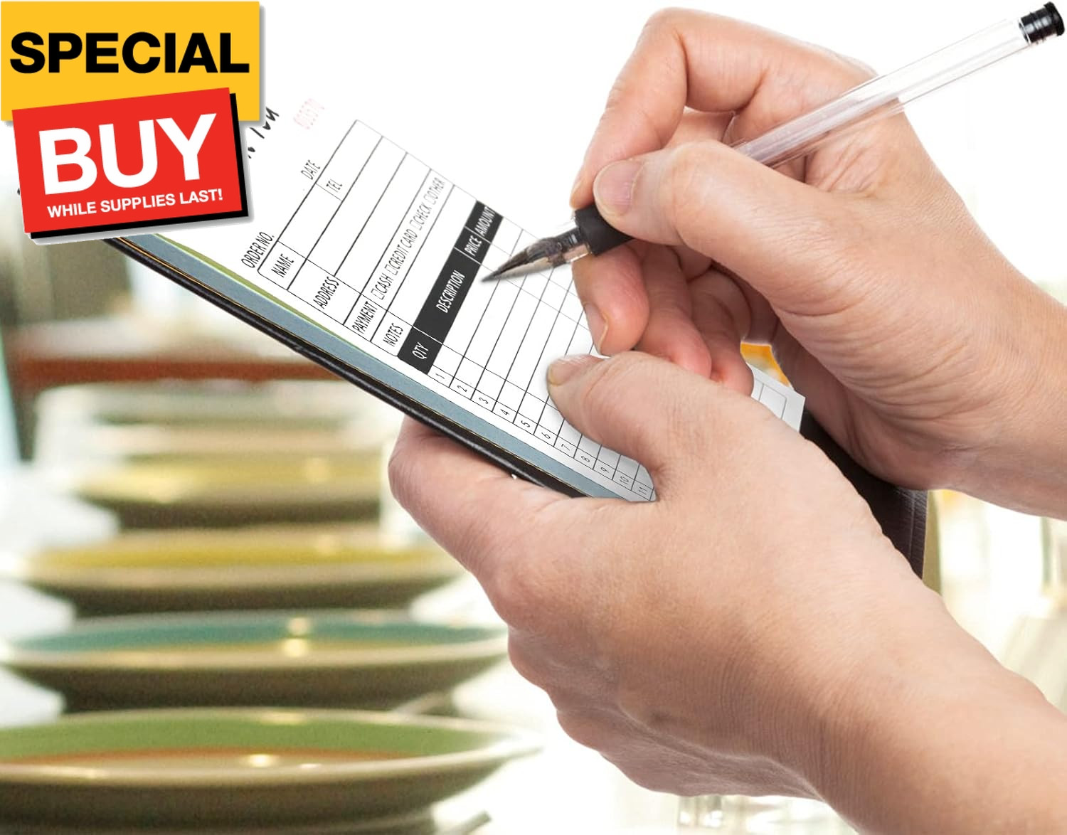 Receipt Book with Cardboard 2-Part Carbonless, Order Forms for Small Business