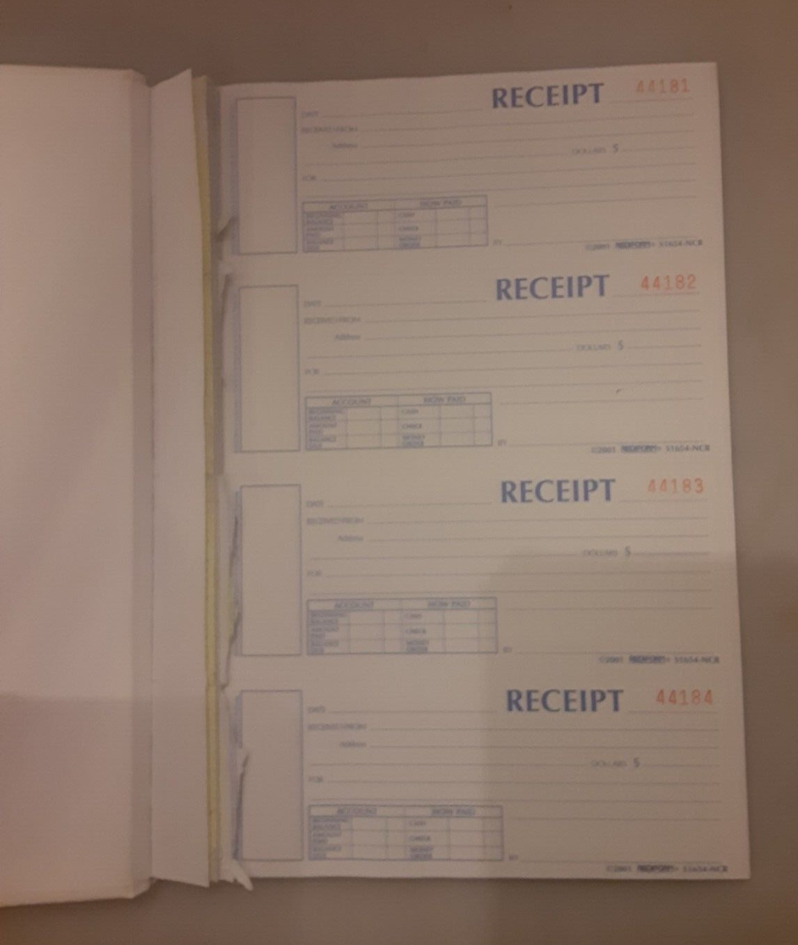 Rediform Hardcover Numbered Money Receipt Book 2-part, S1654NCR, *220 remain