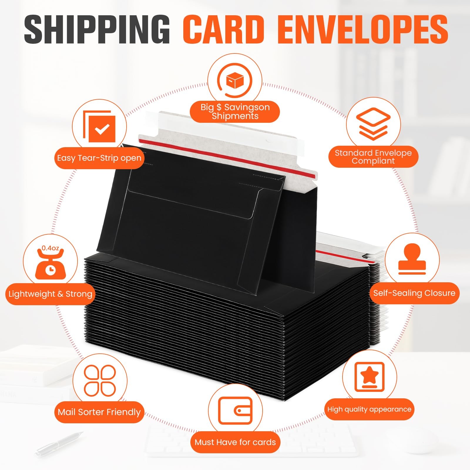120 Pack Black Rigid Mailers 7×4.35 Card Shipping Envelopes For Collectors Selle