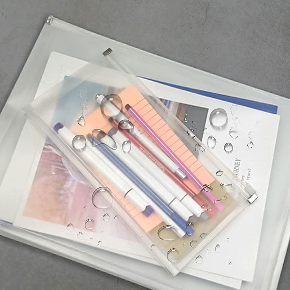 18 Pcs 5″ x 10″ Plastic Envelopes with Zipper, Clear Pencil Small, 18pcs