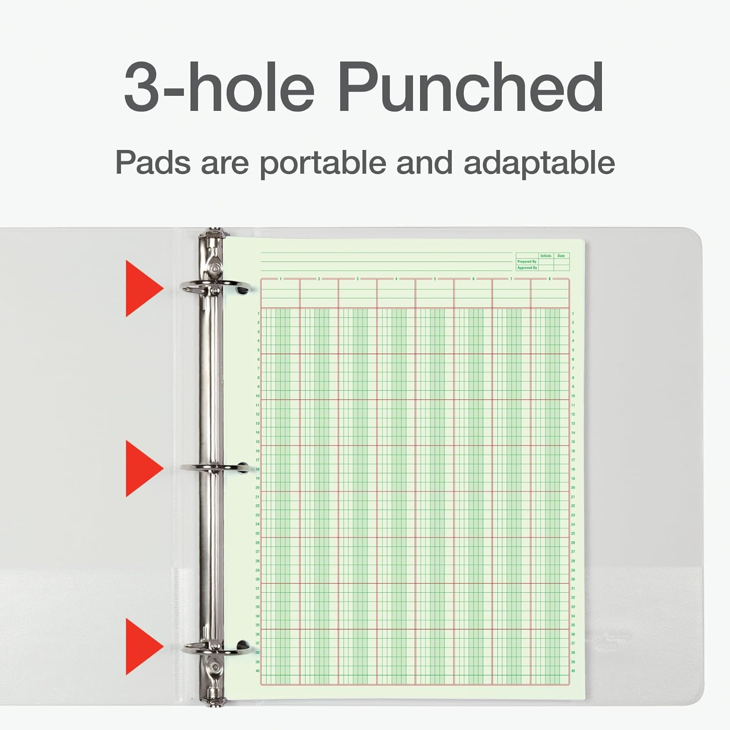 Columnar Analysis Pad, 8 Column Ledger, 8.5″ x 11″, 100 Pages (50 Sheets), Green