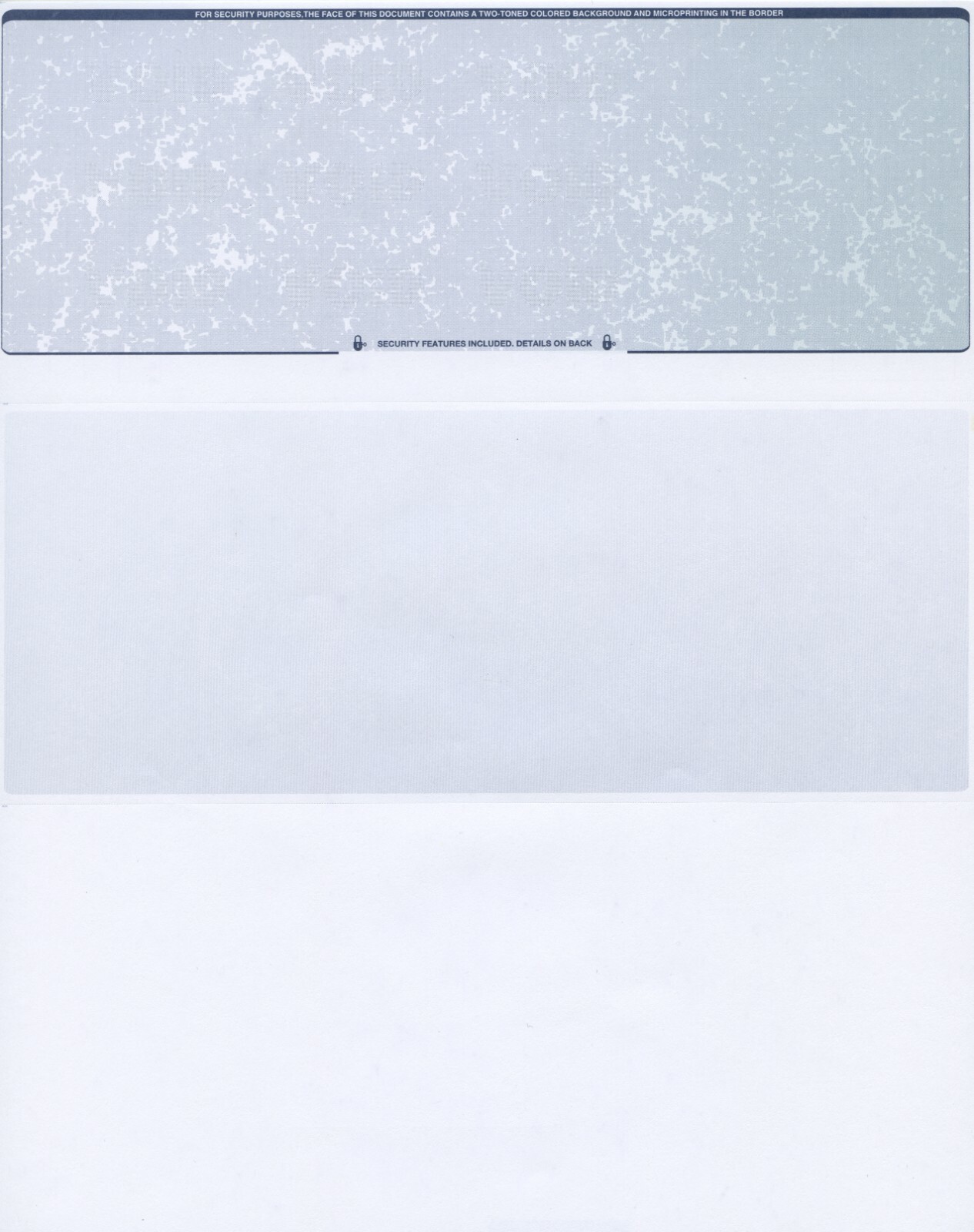 25 Blank Check Stock Paper – Check on Top – Blue/Green Prismatic