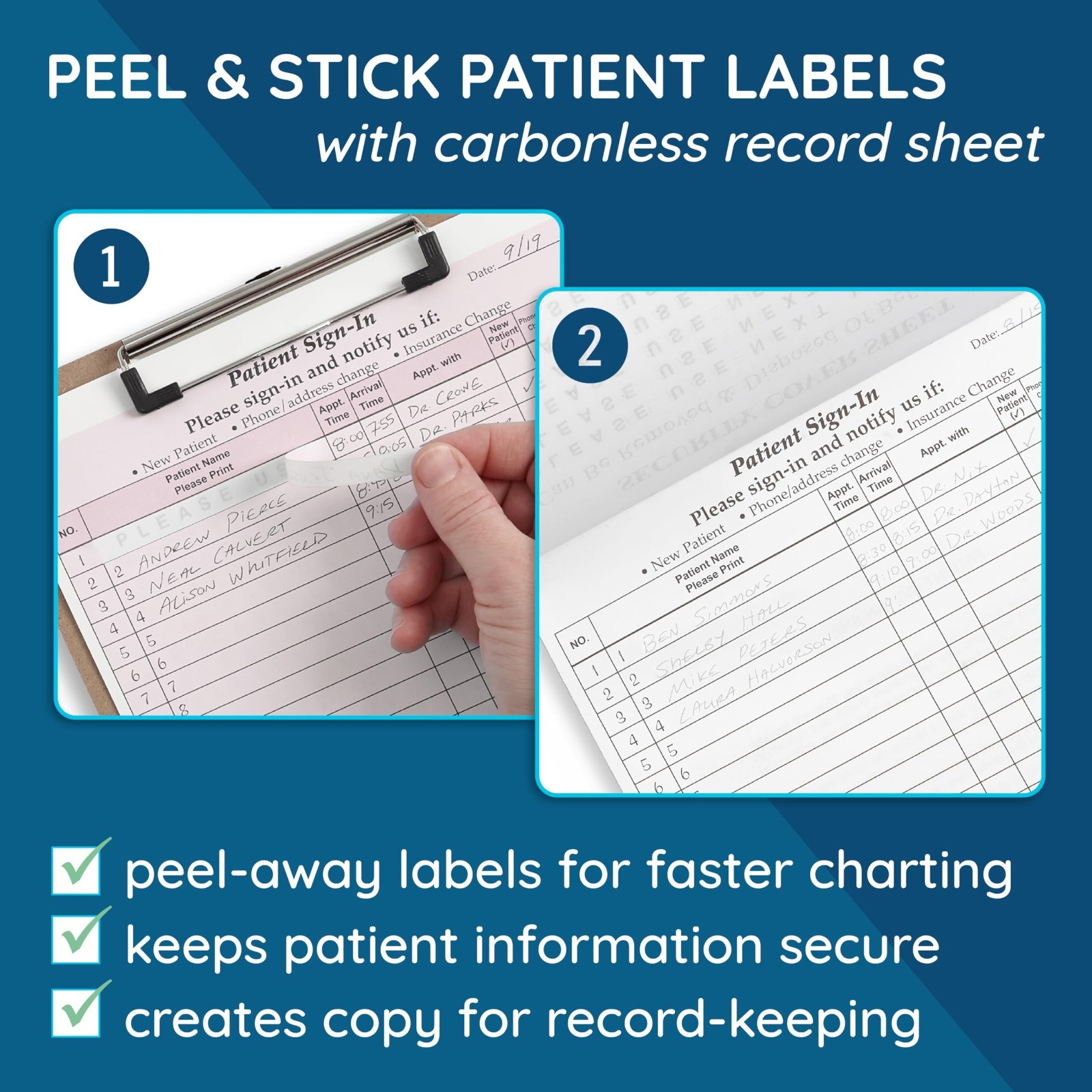 125 Patient Sign-In Sheets, Carbonless 3-Part Forms, HIPAA Compliant, Burgundy,