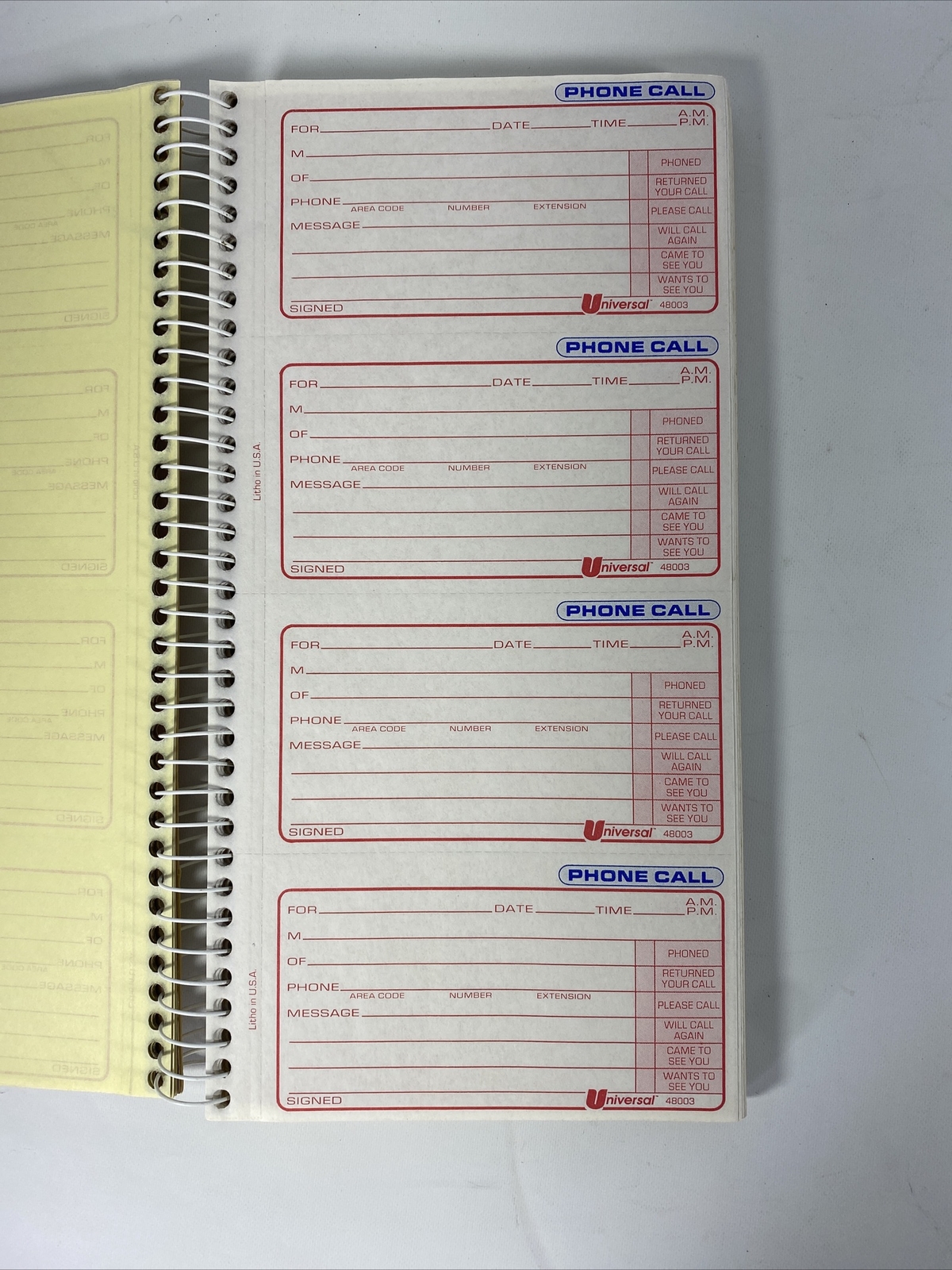 Universal Phone Message Books, 2 3/4 x 5, 2-Part Carbonless-400 Sets “UNV48003”