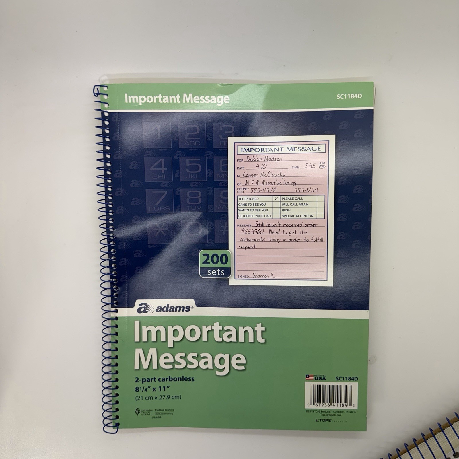 Lot 4 Spiral Bound Phone Message Book Pads Carbonless Duplicate 3 New I Opened