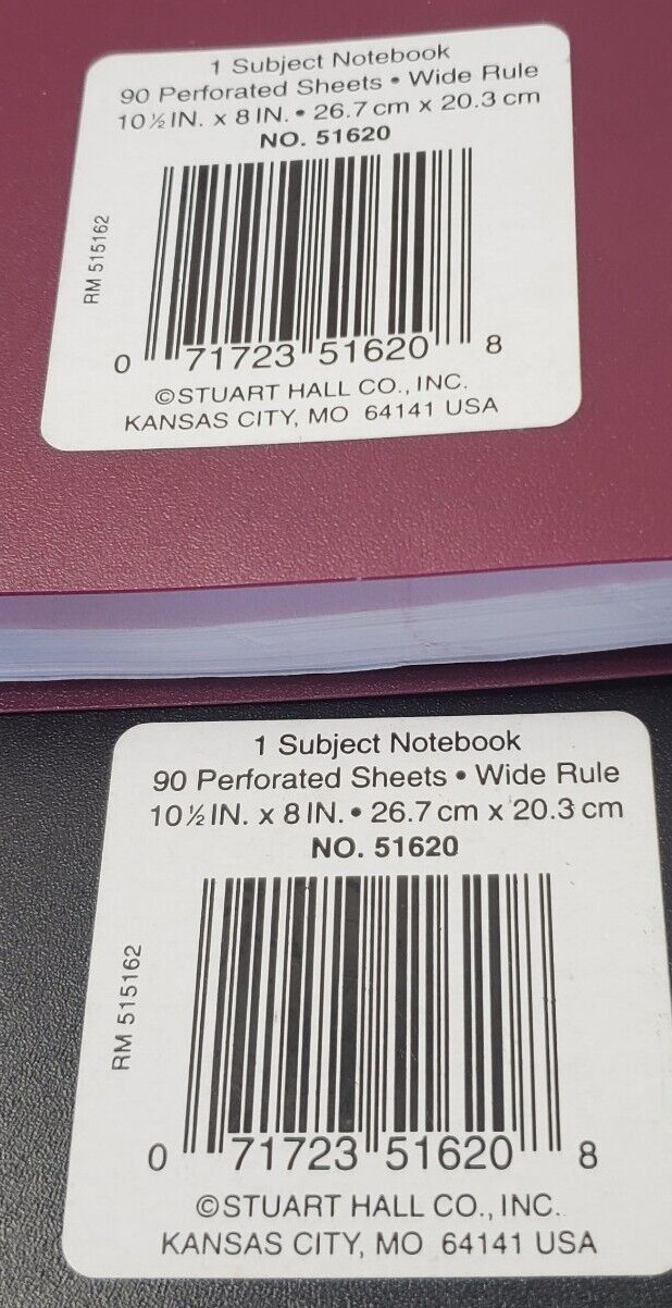 2 Stuart Hall EDGE Plus Spiral 1 Subject Perforated Notebook plastic cover 51620