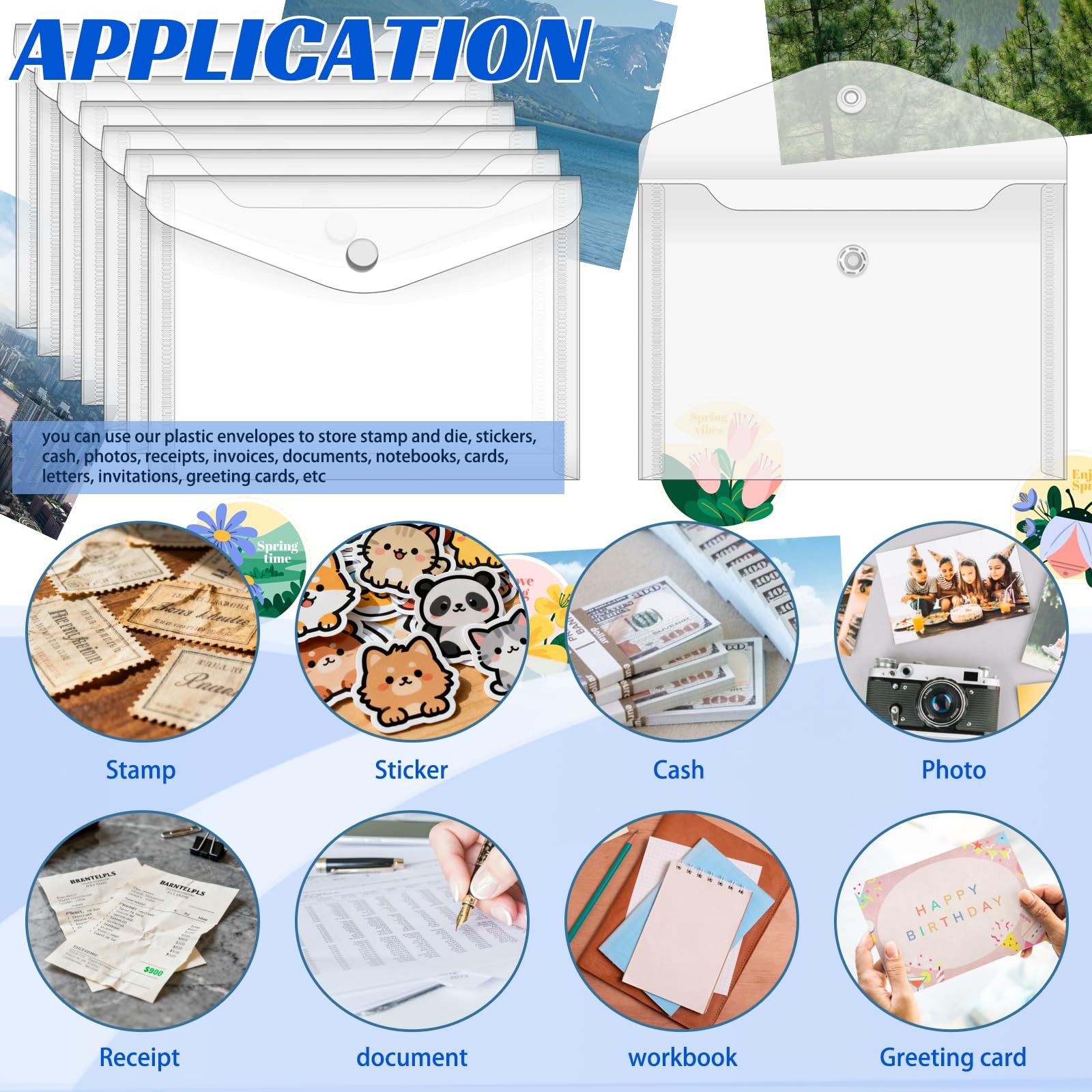 Vmiapxo 20 Pack Stamp and Die Storage Pockets, Reusable Small 4″ x 6″, Clear