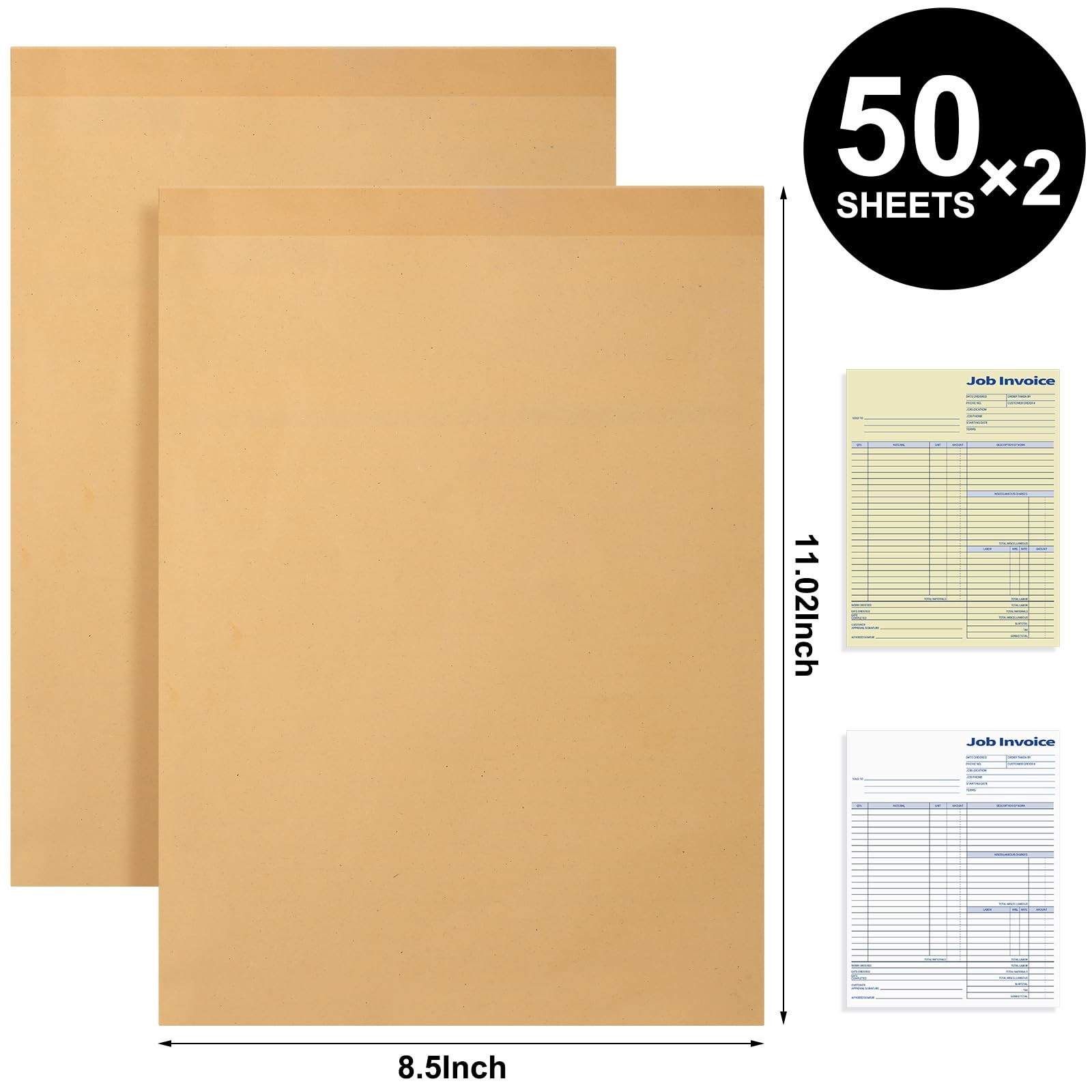 Crtiin 2 Pcs Contractors Invoice Book Carbonless Forms Receipt 8.5 x 11 Inch…