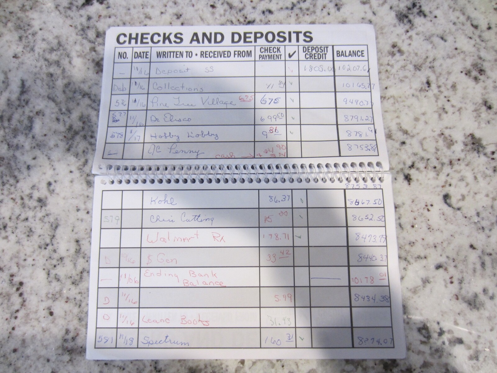 Jumbo Print Check Registry-Spiral Bound- NIB (4BK)