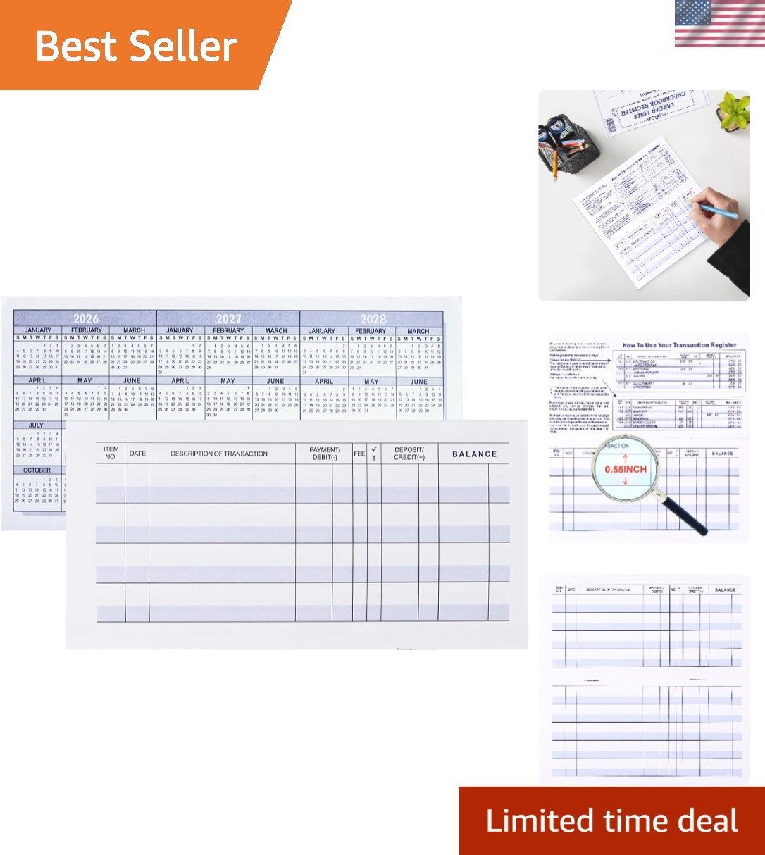Sturdy Check Registers Pack for Personal & Small Business Financial Management