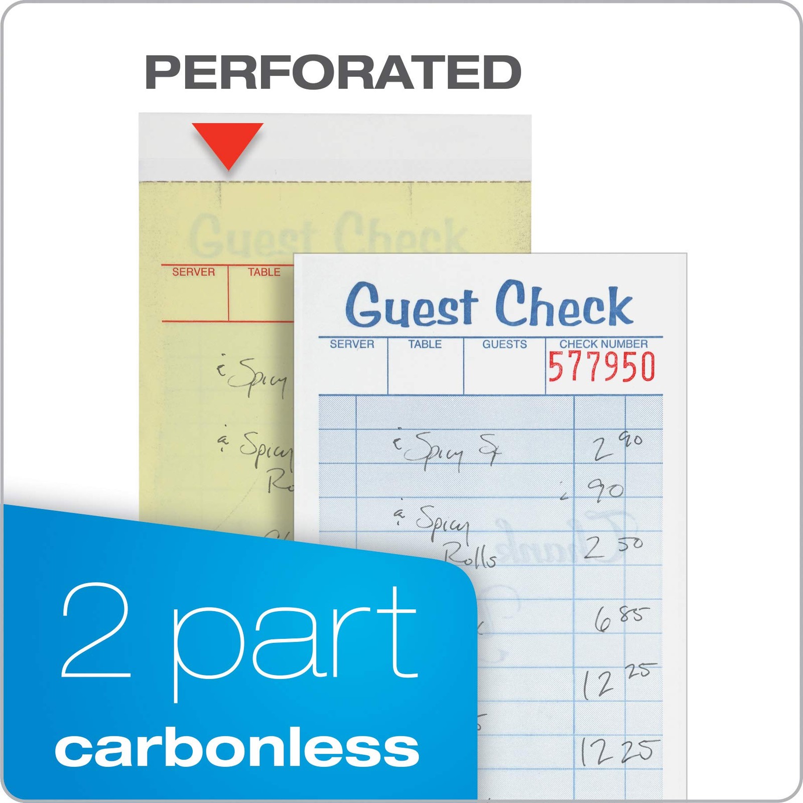 Adams Guest Check Pads, 2-Part, Carbonless, White/Canary, 3-3/8″ x 6-3/8″, 50