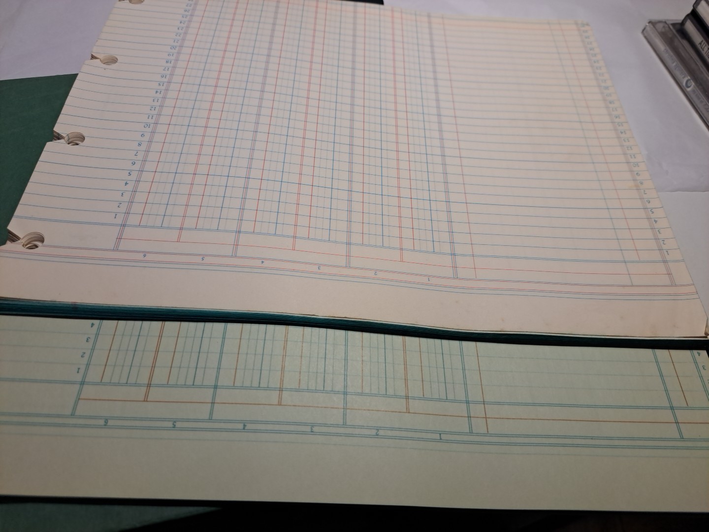 21 Boorum & Pease Green Columnar And 33 S.E.&M. Vernon Inc Ledger Sheets VTG