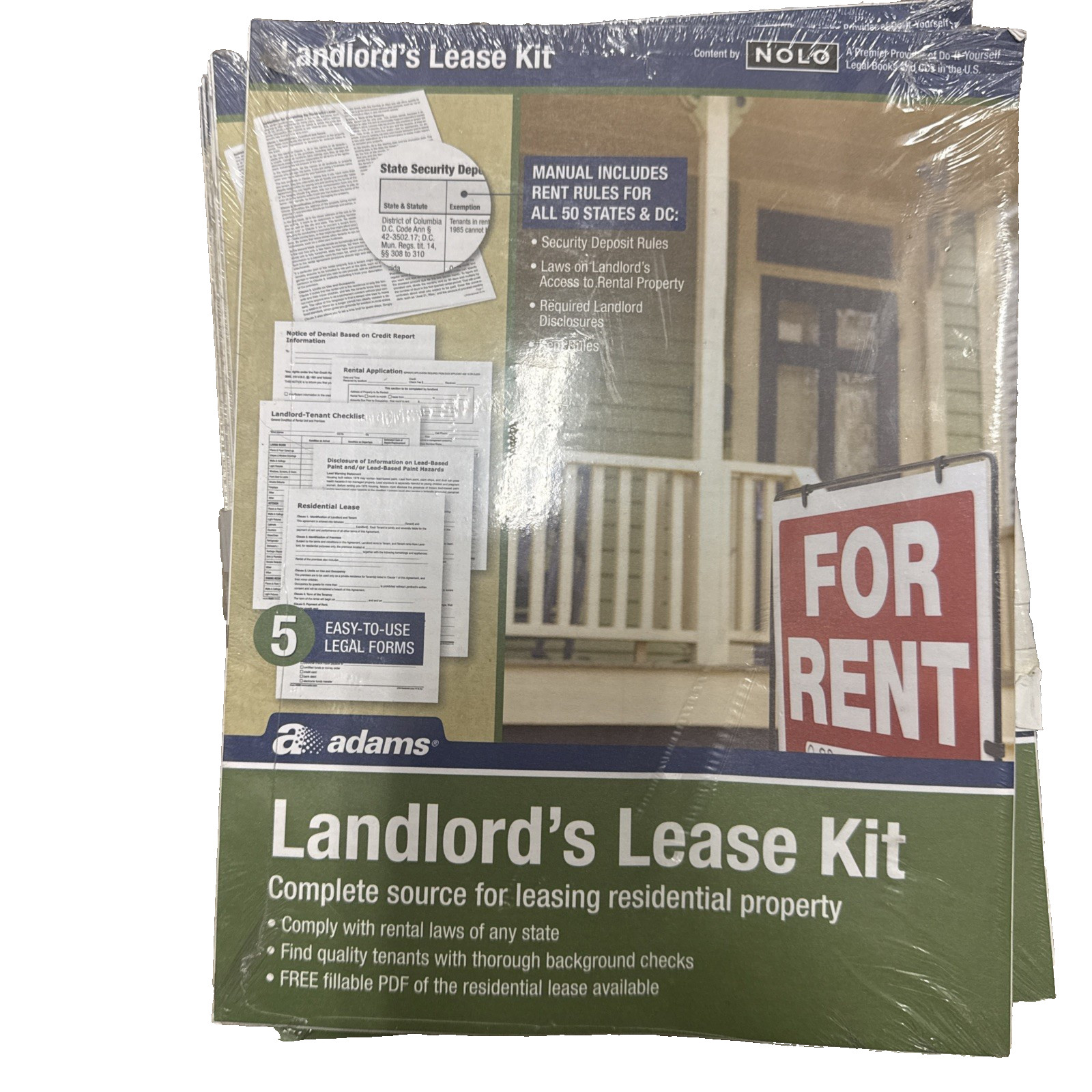 ADAMS RESIDENTIAL LANDLORD’S LEASE KIT – Set of 6 New/Sealed