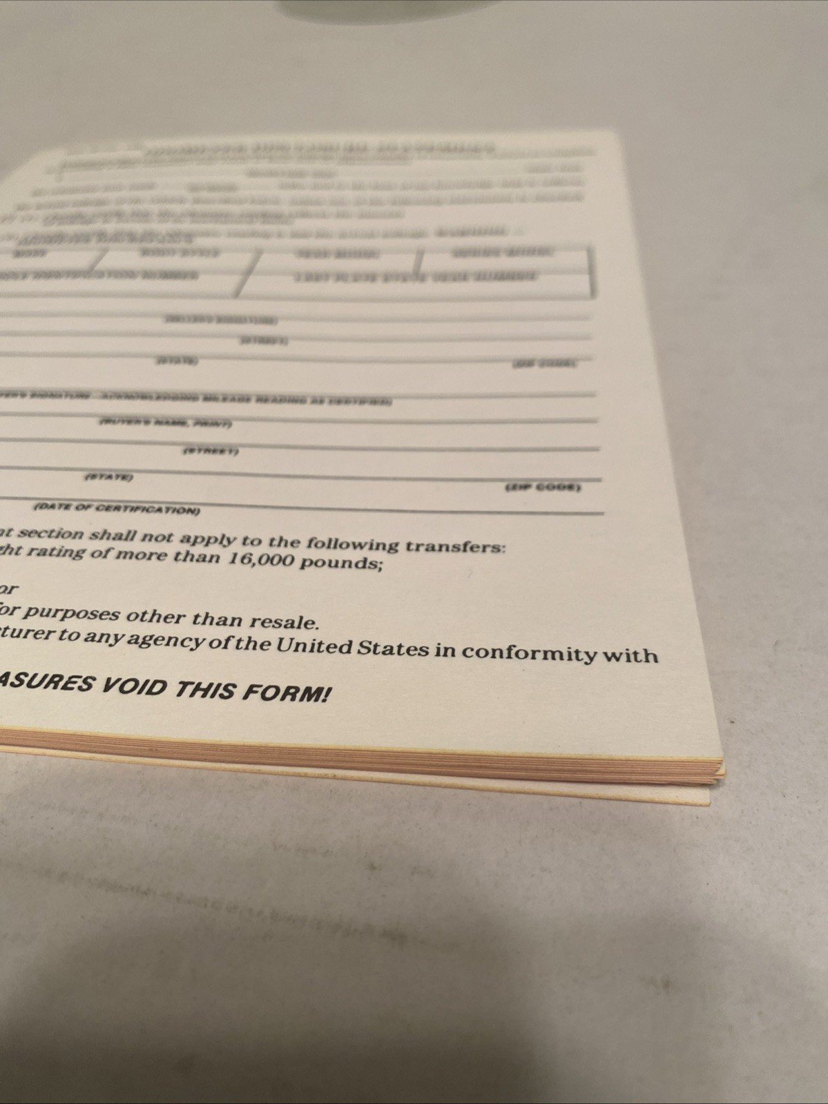 Odometer Disclosure Statement Documents – 13 Sets Of 3 Pages – Read Description