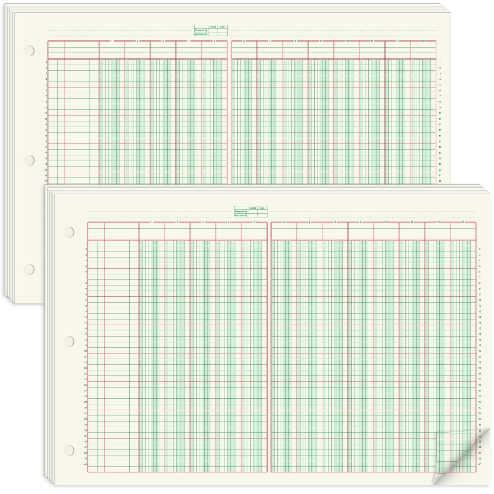 gisgfim 13 Column Ledger Columnar Analysis Pad 3 Hole Green