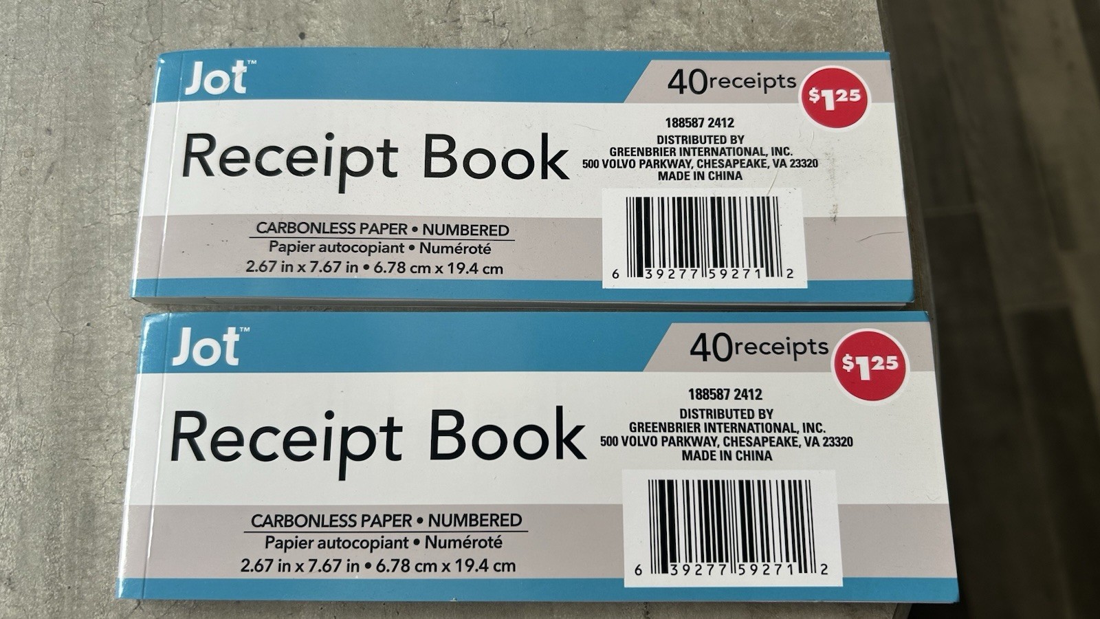 2 Receipt Books, New, See Photos