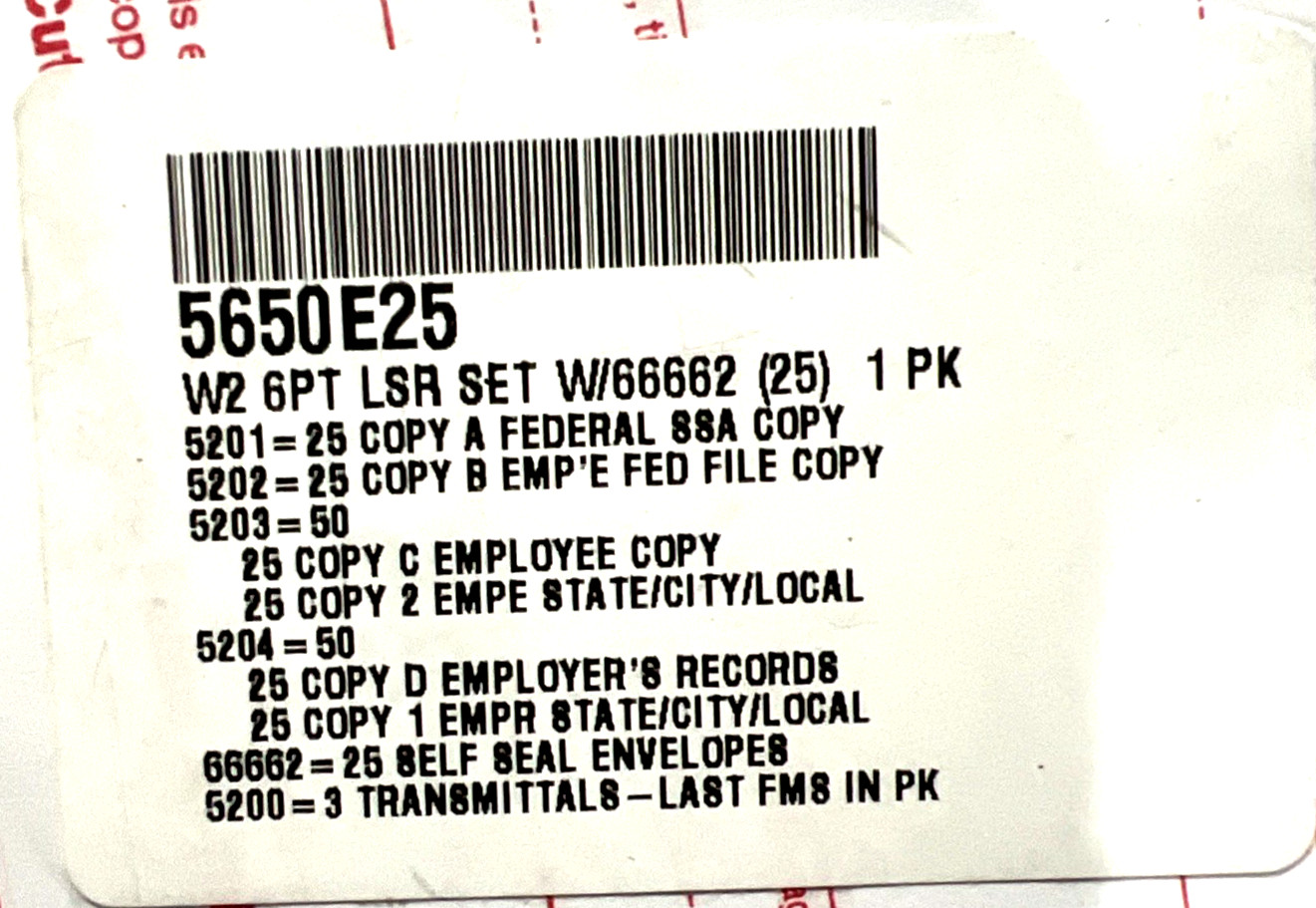 ComplyRight 2025 W-2 Tax Form, 6-Part, 2-Up EZ Pack for 25 Employees
