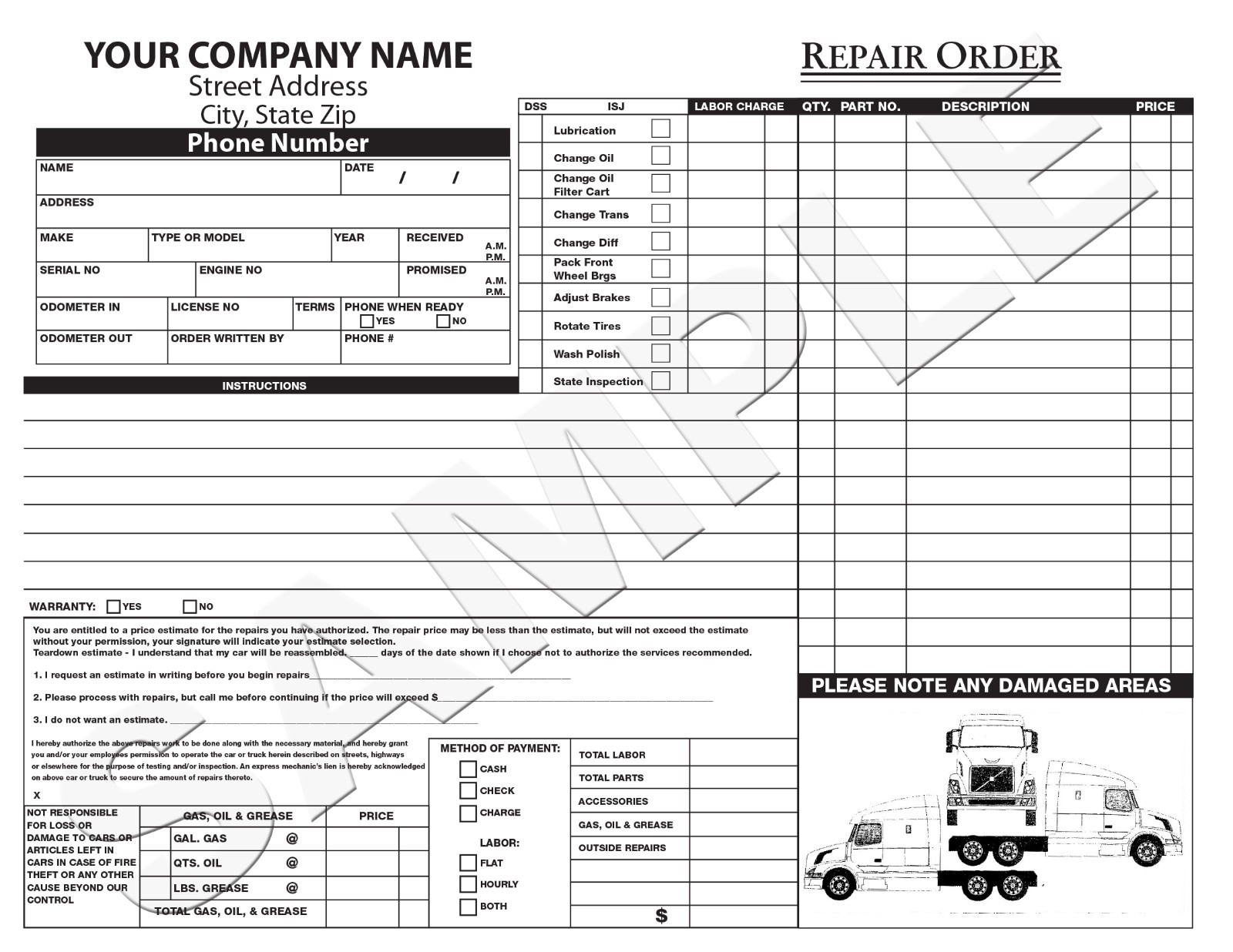 250 Custom Transportation Invoice / Estimate / Quote / Carbonless Form