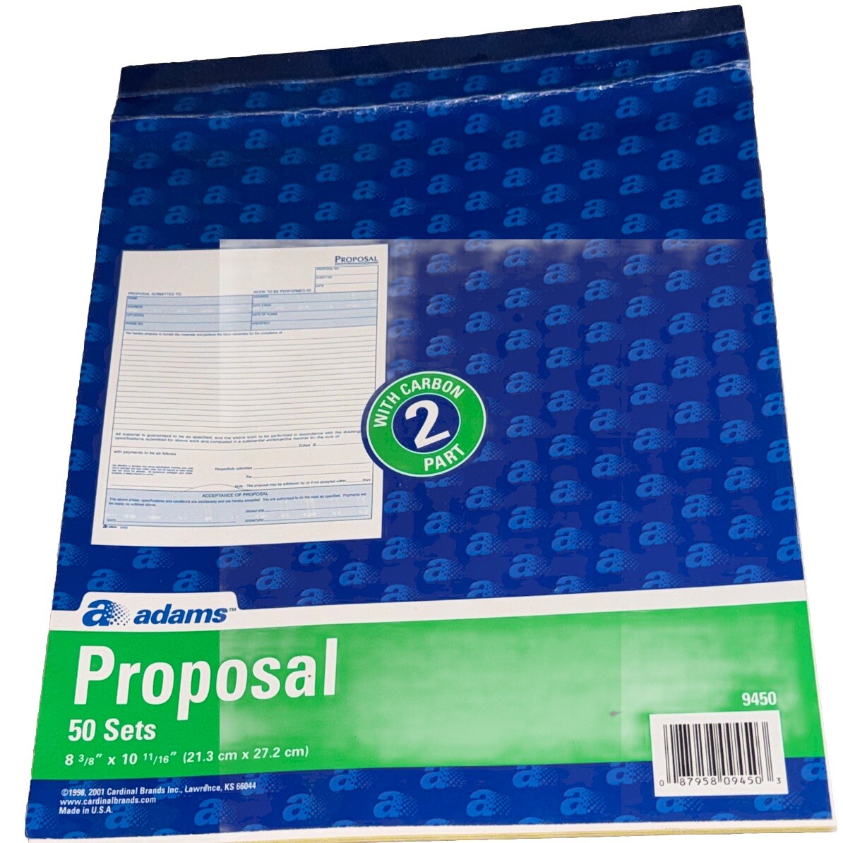 Vintage Proposal Book 2-Part W/Carbon 8.38” X 10 11/16” White& Yellow 50 Sheets