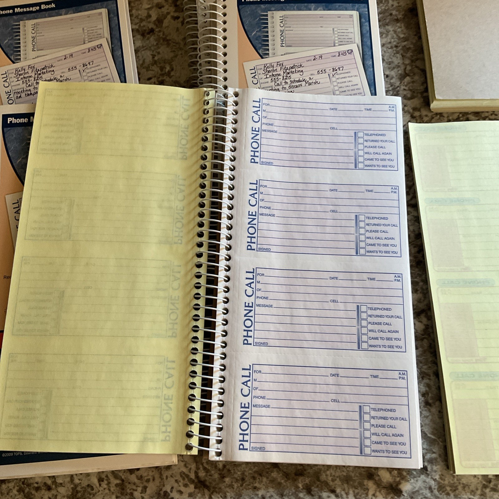Phone Message Books Carbonless Spiral Lot Of 11 Office Depot, Tops 5 1/2X11