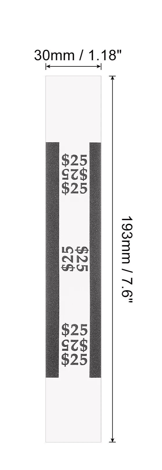 10 Self-Sealing Black Bill Straps Holds $25 Bill Wrappers Currency Bands