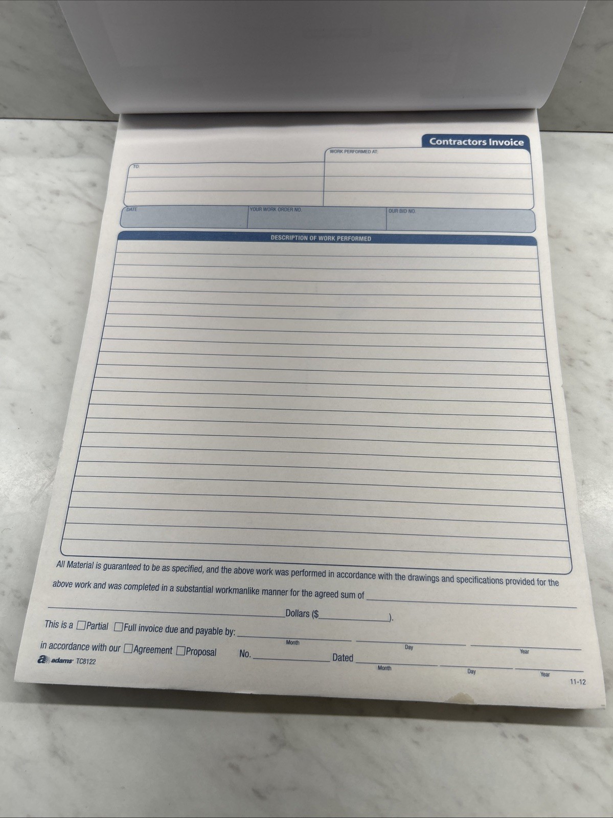 Cardinal Contractor’s Invoice Book – 50 Sheet[s] – 3 Part – Carbonless – 11″ X